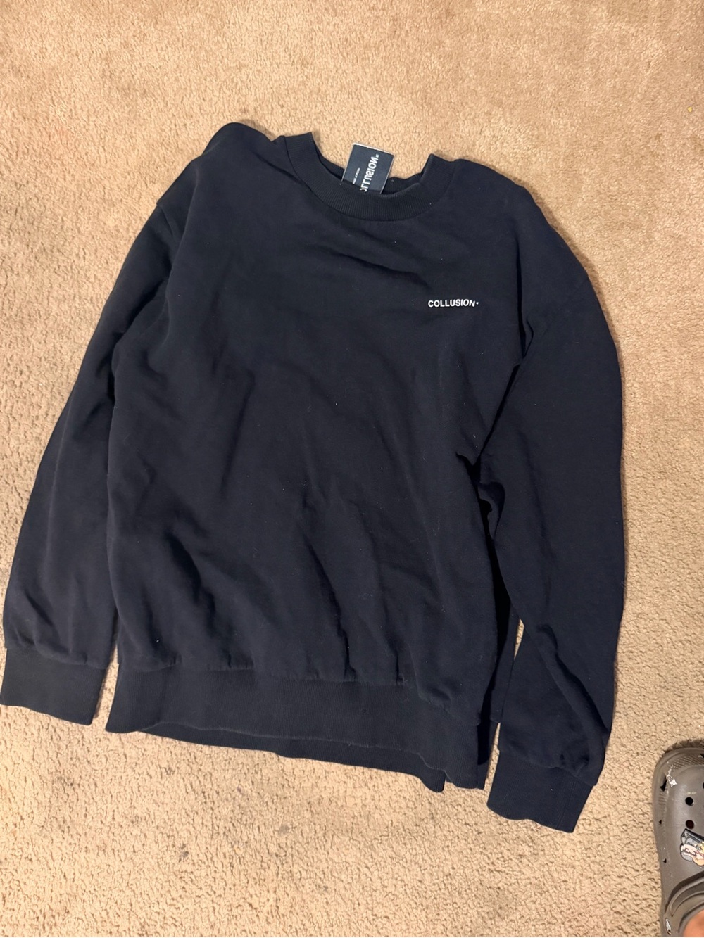 Collusion Black Crewneck Sweater for Men & TH sweater